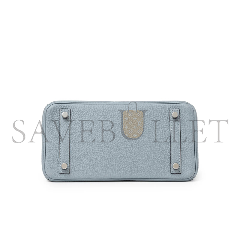 HERMES TOGO LEATHER BIRKIN BLEU LIN 30 SILVER BUCKLE HANDBAG (30*24*15cm)